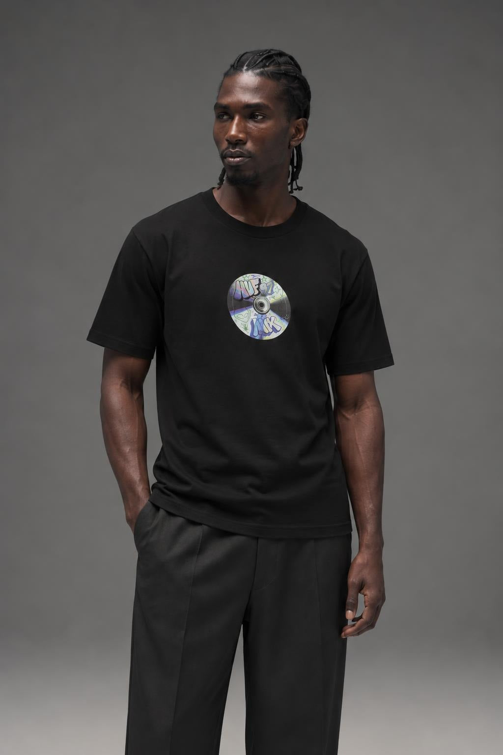 AI model photo - HUF Playlist S/S T-Shirt Black TS02452 BLK