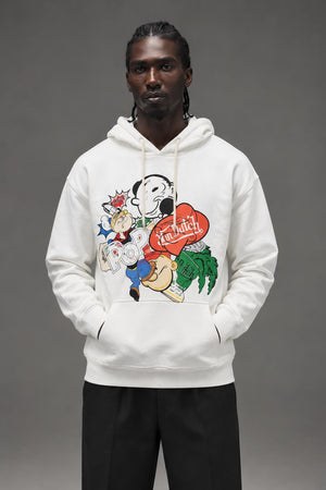 AI model photo - Von Dutch Mens Popeye Character Cotton Fleece Hoodie Off White FM167V