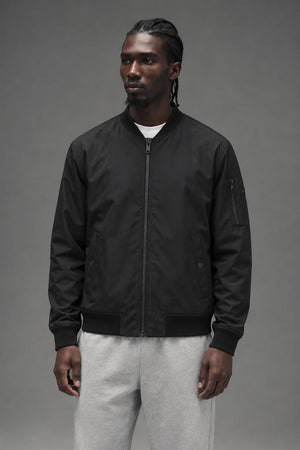 AI model photo - Michael Kors Men's Woven Bomber Jacket Black MNR28288 ET3