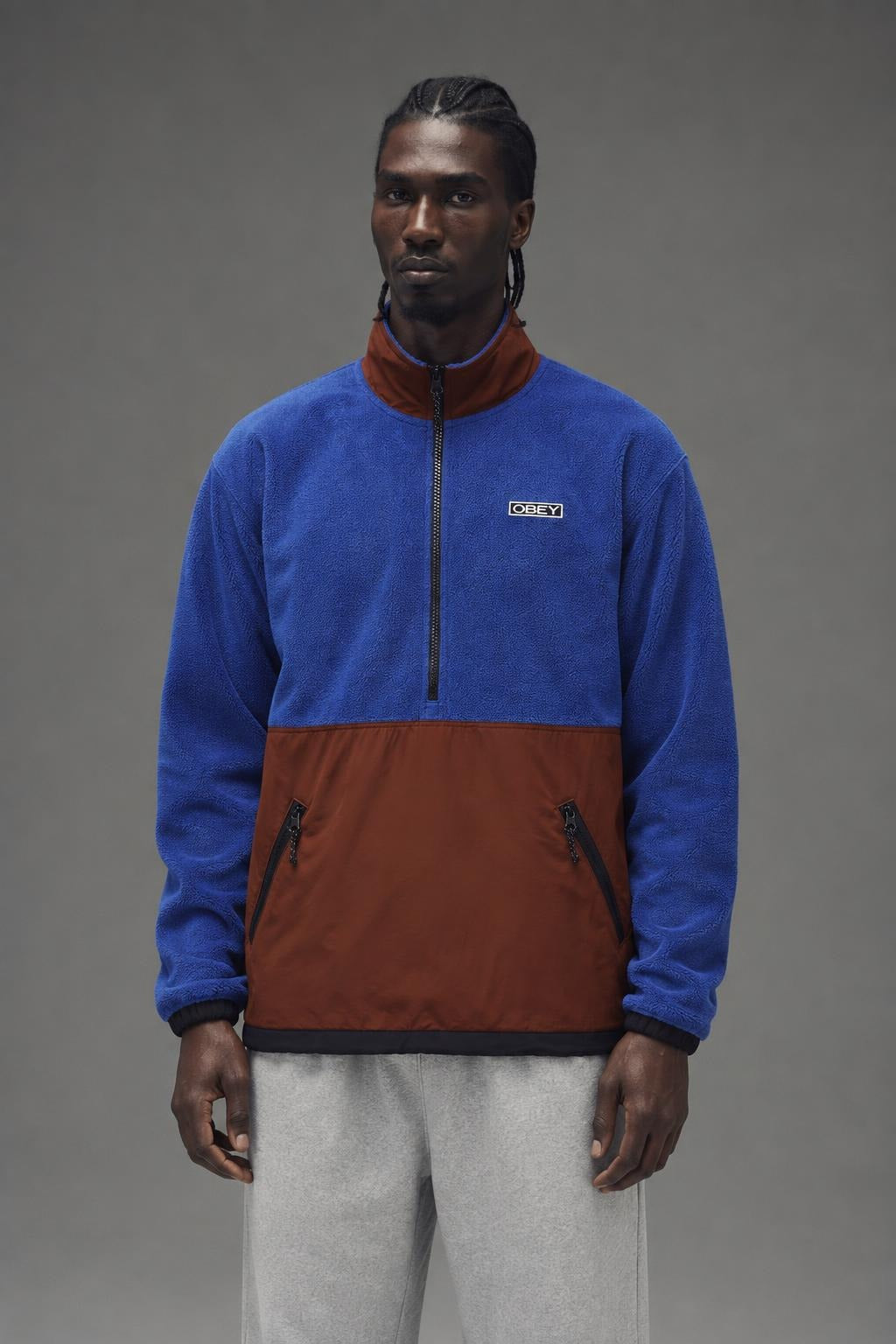 AI model photo - OBEY Gallagher Jacket BLue Multi 121800403