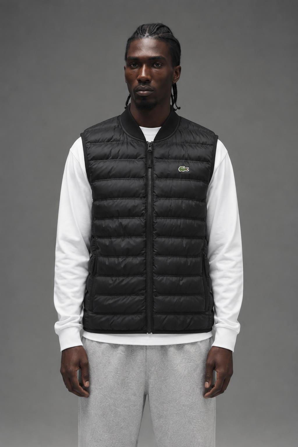 AI model photo - Lacoste Men's Padded Water-Repellent Vest Black BH0537 031
