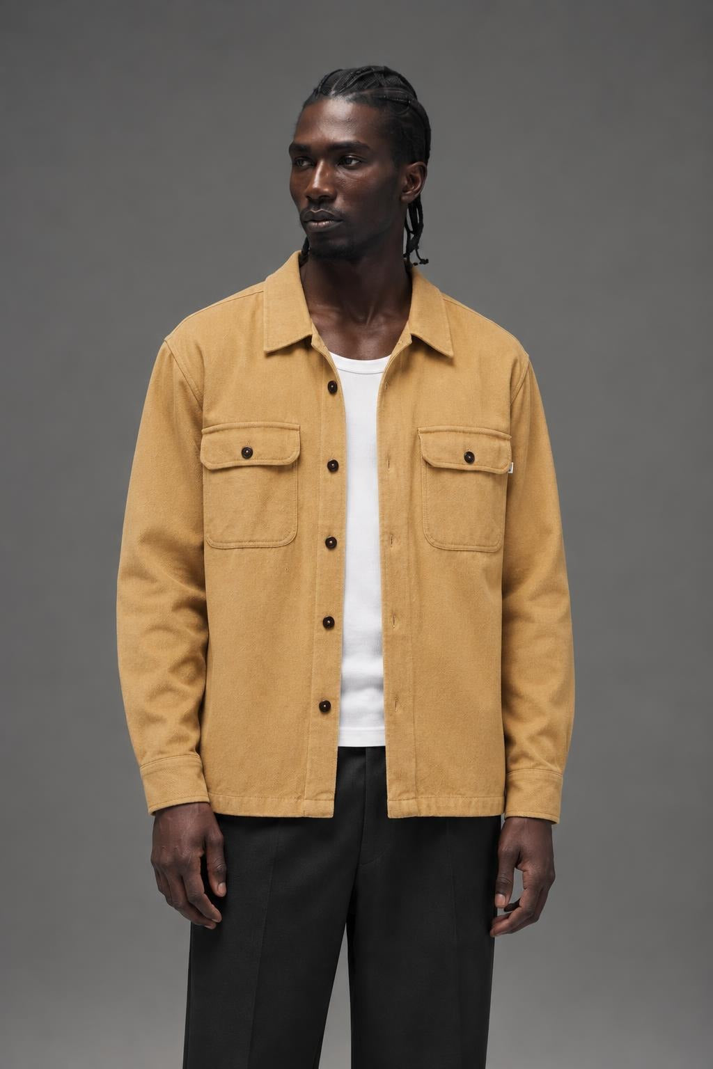 AI model photo - OBEY Cordell Woven Almond 181200305