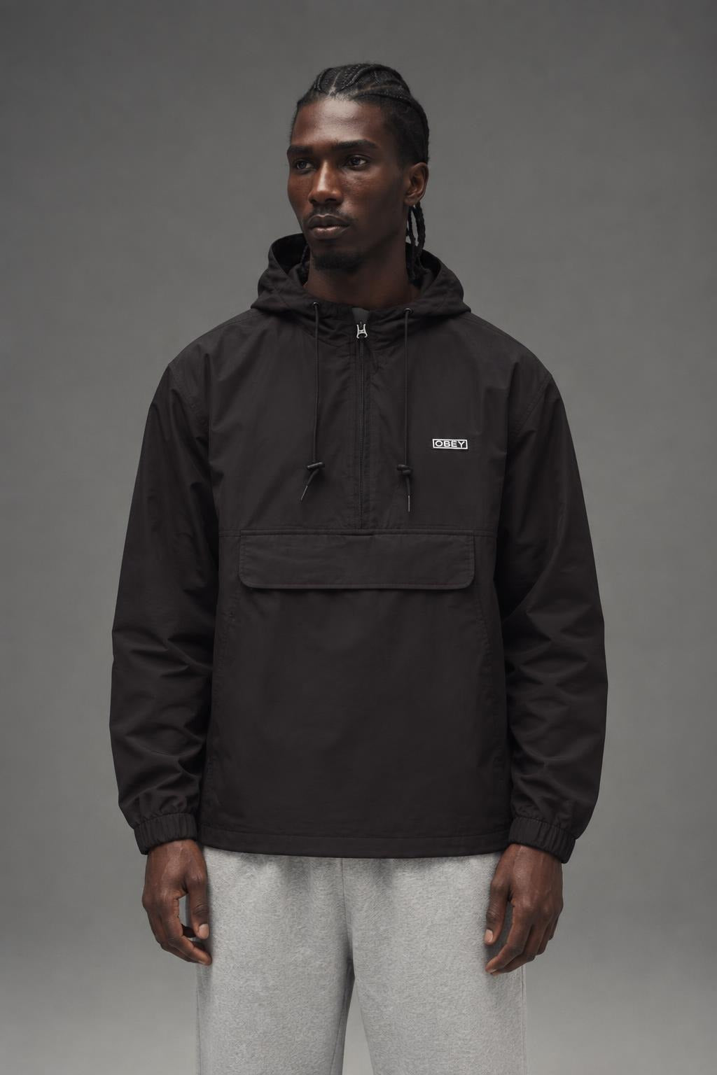 AI model photo - OBEY Recess II Anorak Black 121800420