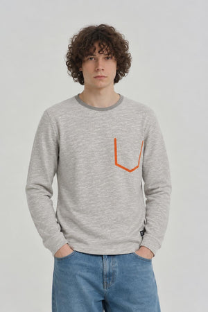 AI model photo - Tom Tailor Men's Structured Crew W.taped Sweatshirts Grey T2658 252989300