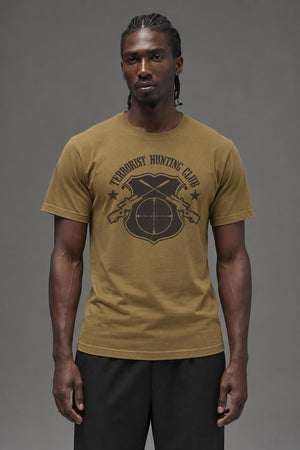 AI model photo - Rothco 'Terrorist Hunting Club' T-Shirt Coyote Brown 61570 61571