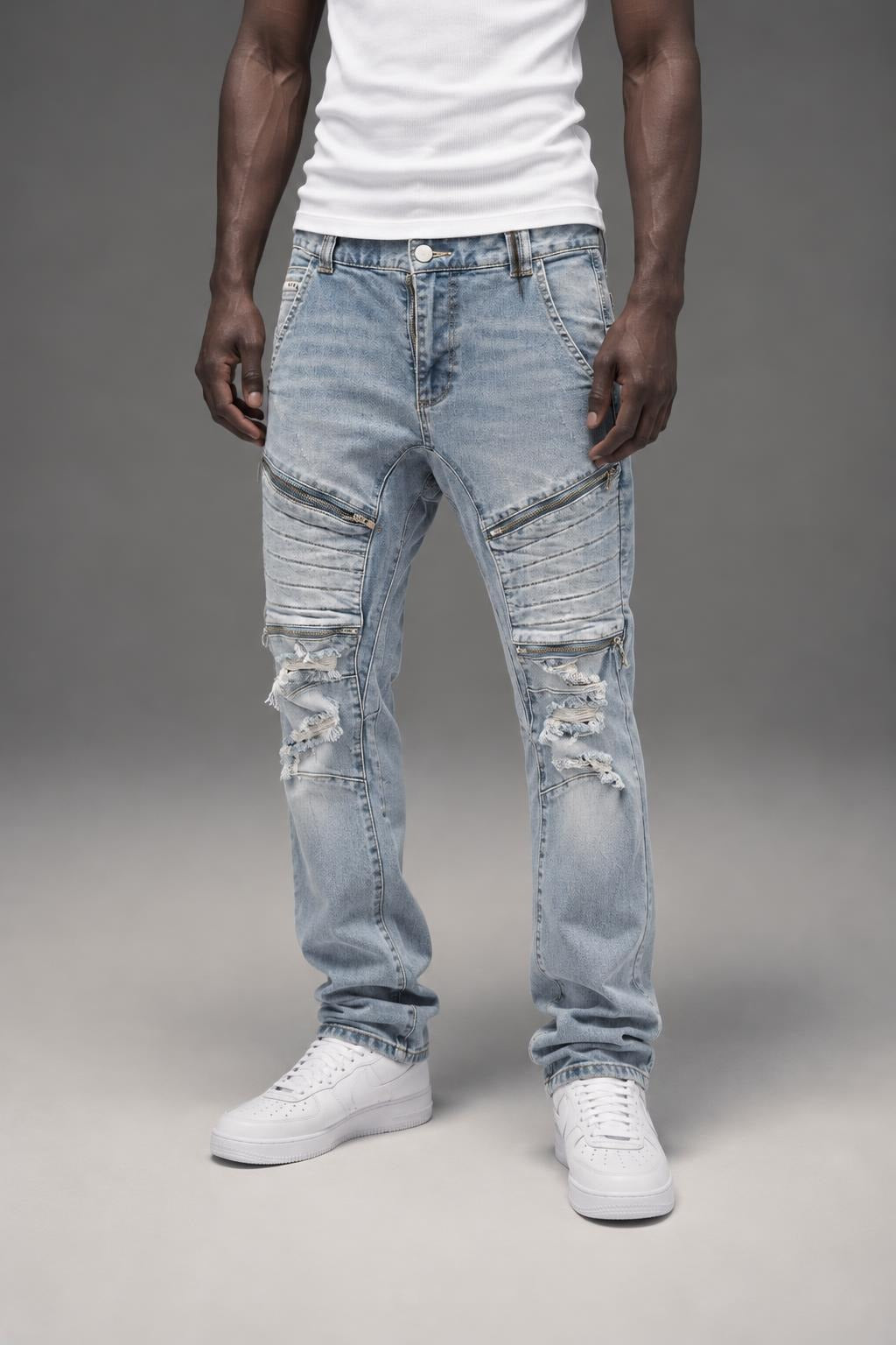 AI model photo - Nena And Pasadena Men's Vengeance Jean Nevada Blue NPMVP002