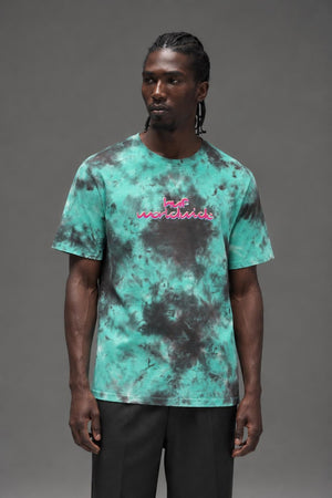 AI model photo - HUF Chemistry S/S Tee Teal TS01379