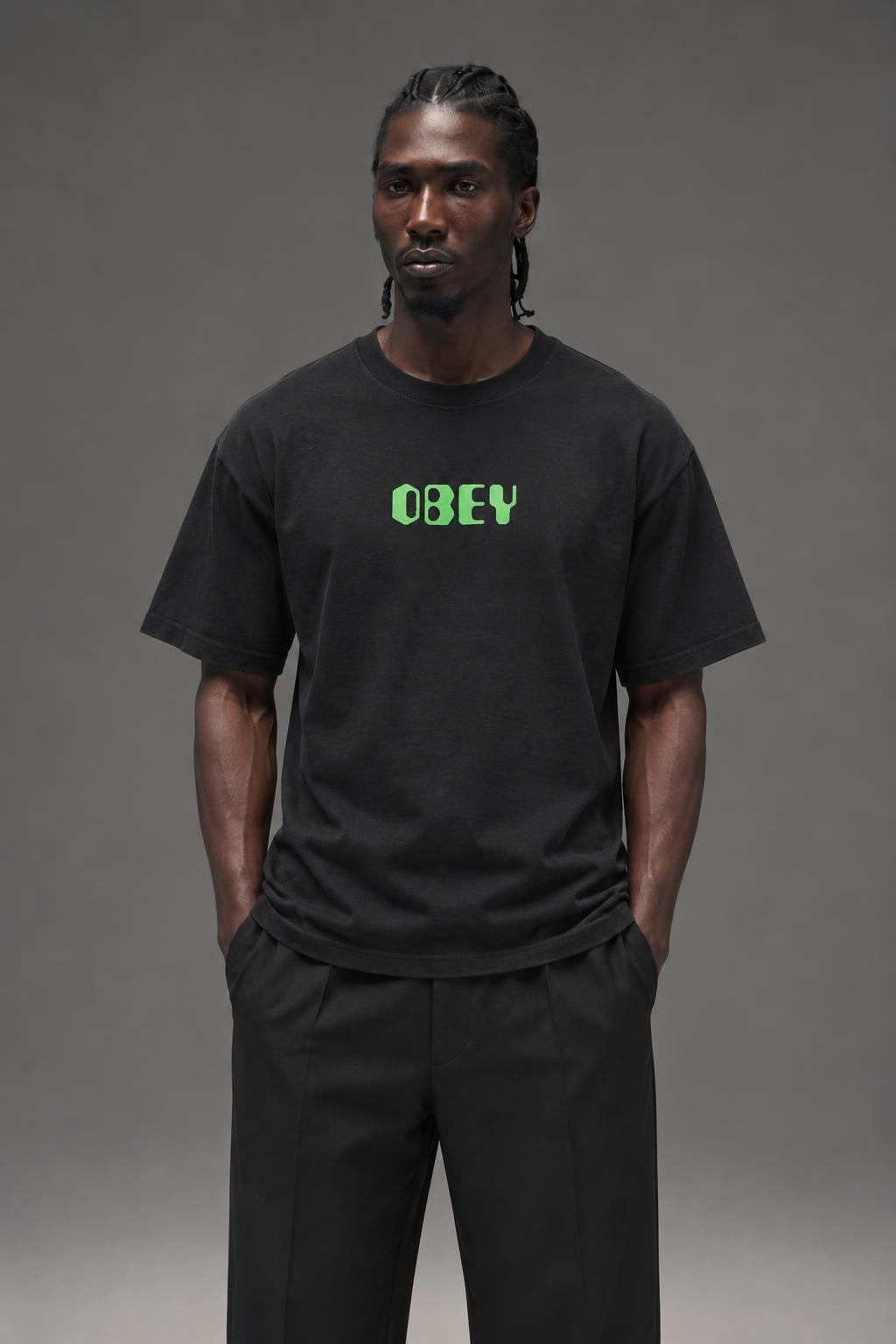 AI model photo - OBEY Mens OBEY Grafx T-Shirt Off Black 166913151
