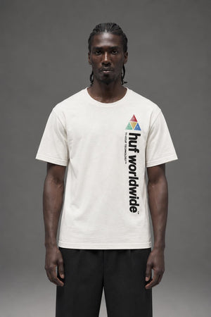 AI model photo - HUF Peak Sportif Short Sleeve Tee Unbleached TS01201