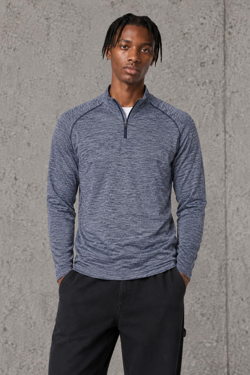 AI model photo - Under Armour Mens Tech 1/4 Zip Long Sleeve T-Shirt Academy/Steel 1242220-411