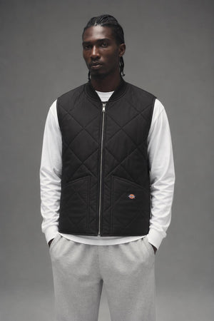 AI model photo - Dickies Men's Diamond Quilted Vest Black TE242BK