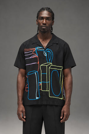 AI model photo - OBEY Men's Pantry SS Shirt Black 181210375 BLK