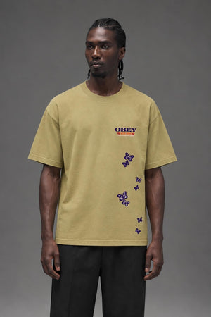 AI model photo - OBEY Mens To The Children Heavyweight Box T-Shirt Almond 166912314