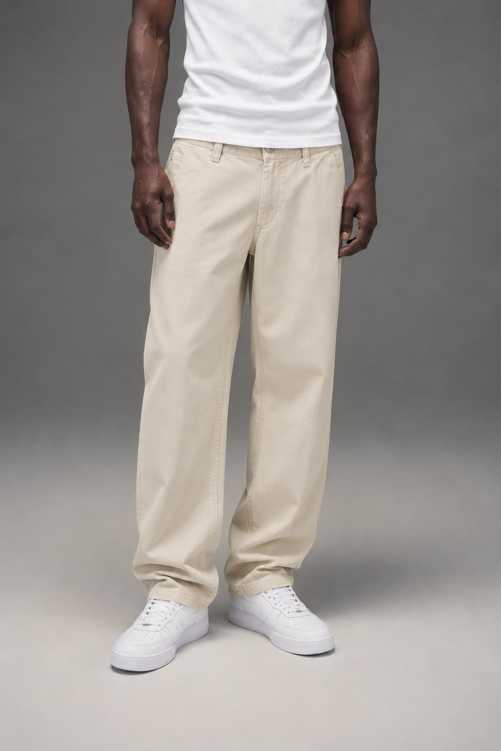 AI model photo - OBEY Bigwig Chino Pant Pigment Silver Grey 142020248 SIG