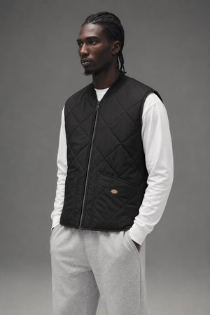 AI model photo - Dickies Men's Diamond Quilted Vest Black TE242BK
