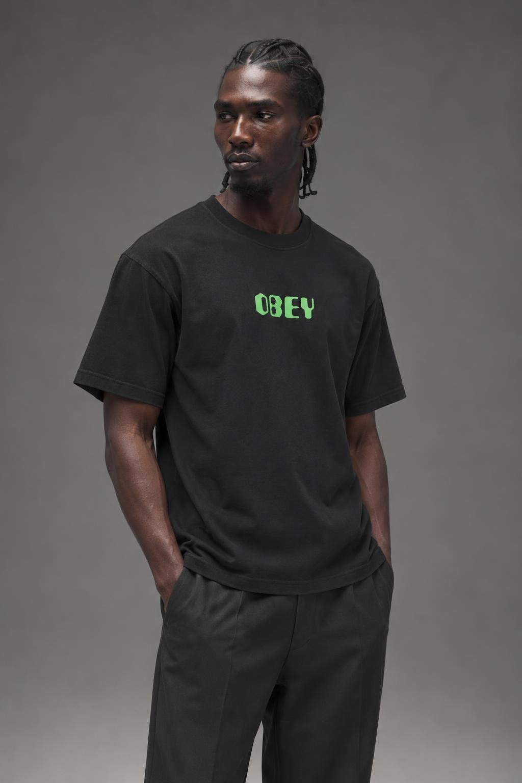 AI model photo - OBEY Mens OBEY Grafx T-Shirt Off Black 166913151