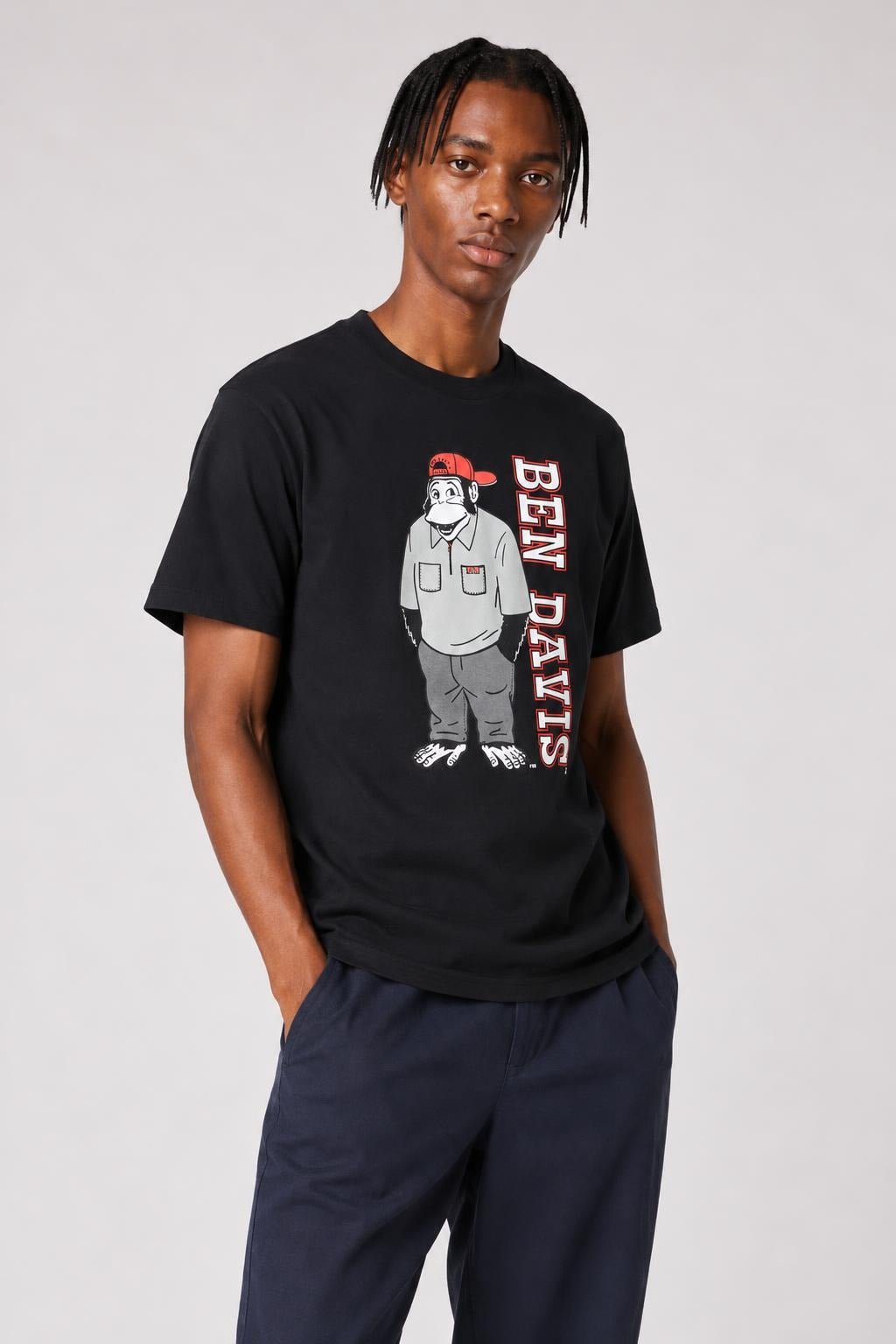 AI model photo - Ben Davis Funky Monkey T-Shirt Black 9051
