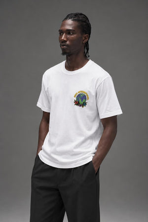 AI model photo - OBEY Floral Globe Classic Tee White 163002312