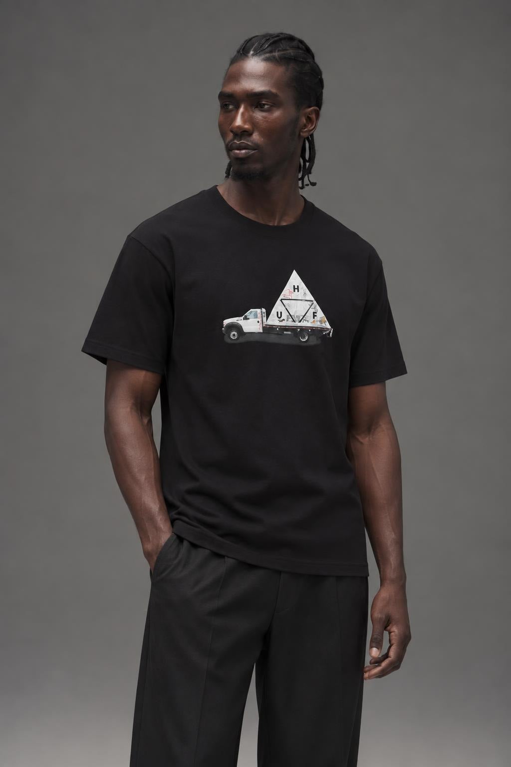 AI model photo - HUF High Clearance T-Shirt Black TS02409 BLK