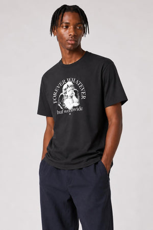 AI model photo - HUF Forever Whatever Omen Short Sleeve Tee Black TS01172