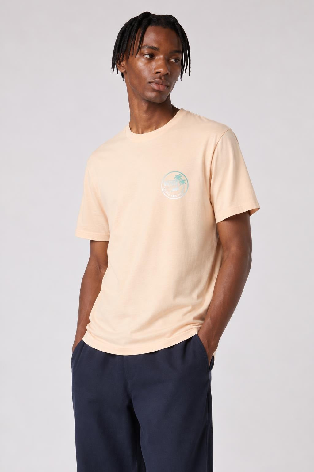 AI model photo - Vans Man Vintage Mini Dual Palm Tee Apricot Ice VN0A3H5LP1J