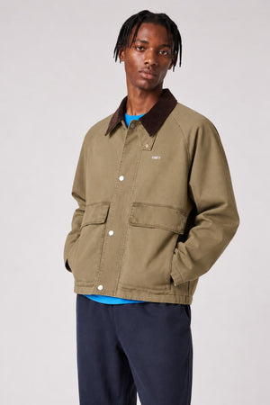AI model photo - OBEY Caden Work Jacket Mermaid Faded Wash 121800596 MMD