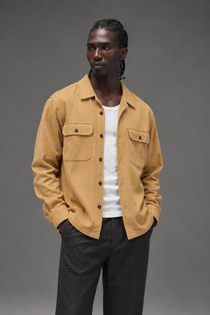 AI model photo - OBEY Cordell Woven Almond 181200305