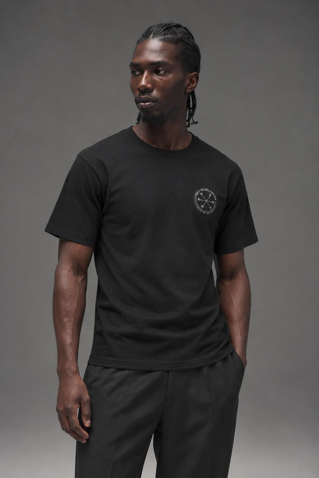 AI model photo - OBEY Doomsday Basic T-Shirt Black 163082324