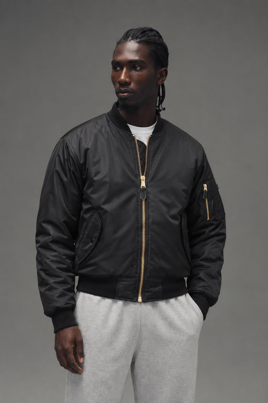 AI model photo - Rothco MA-1 Flight Jacket Black 7324 7334