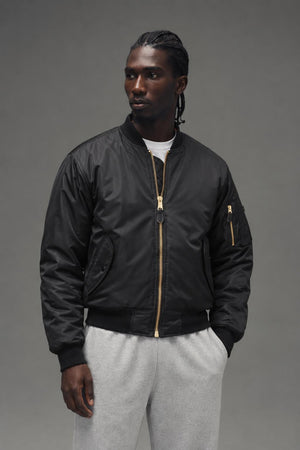 AI model photo - Rothco MA-1 Flight Jacket Black 7324 7334