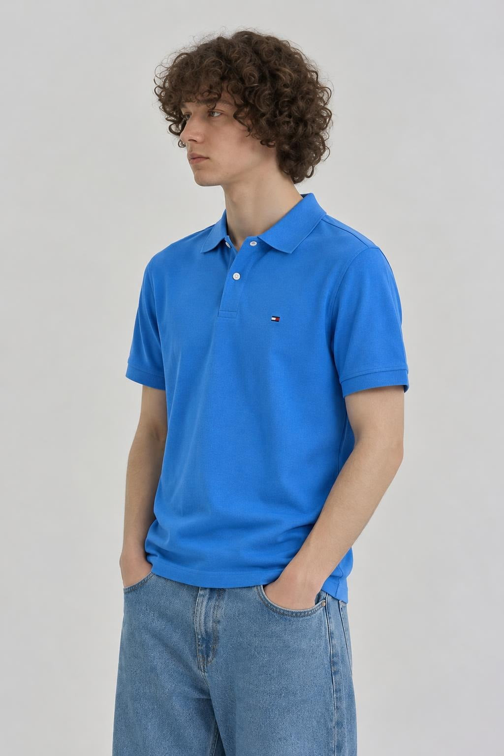 AI model photo - Tommy Hilfiger Men's Richard Short Sleeve Polo Cf Blue Blitz 78J8750 460