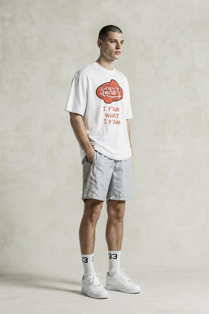 AI model photo - Von Dutch Mens Popeye Red Oval Organic Cotton T-Shirt Off White TM149V