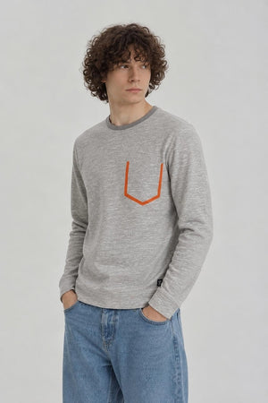 AI model photo - Tom Tailor Men's Structured Crew W.taped Sweatshirts Grey T2658 252989300