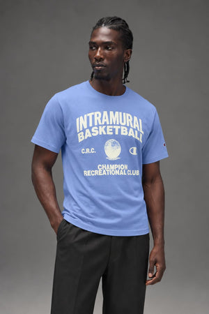 AI model photo - Champion Classic Graphic T-Shirt, Intramural Basketball Plaster Blue GT23H 586Q8B R8Y