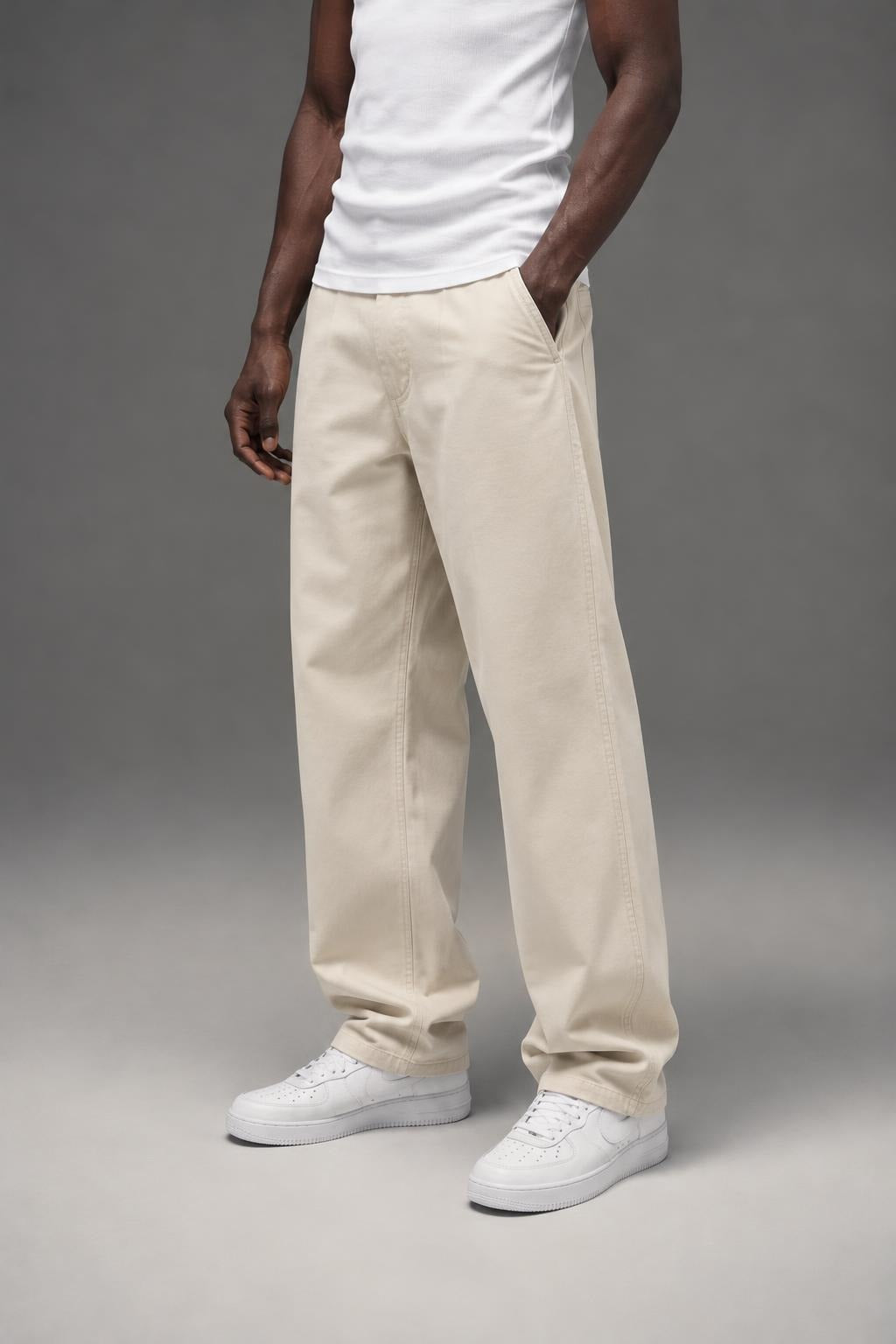 AI model photo - OBEY Bigwig Chino Pant Pigment Silver Grey 142020248 SIG