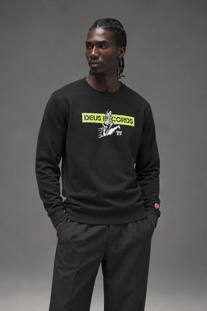 AI model photo - Deus Street Skronk Crew Tee Black DMP208428