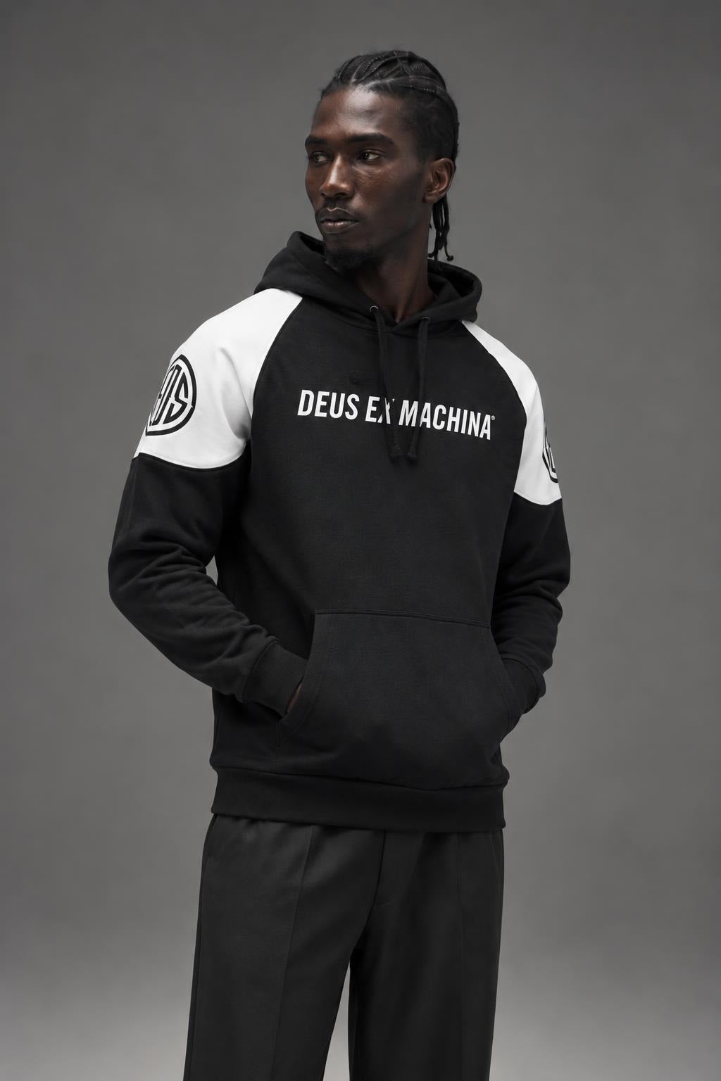 AI model photo - Deus EX Machina Men's Zealot Hoodie Black DMF248587 BLK