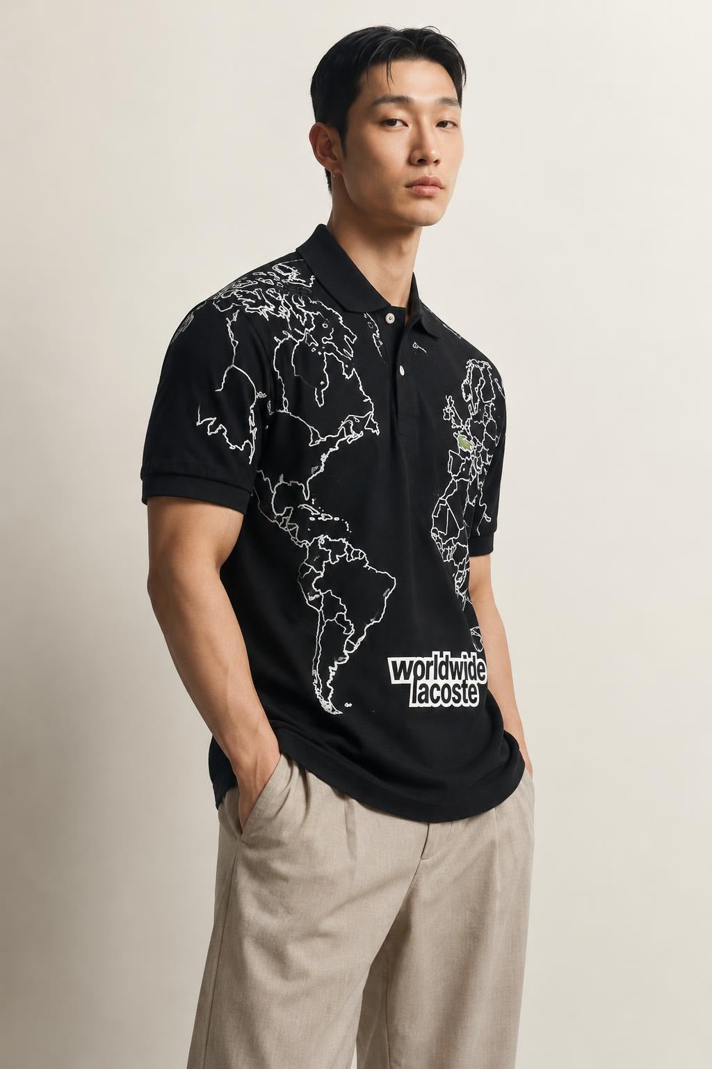 AI model photo - Lacoste Men's Short Sleeve Polo Shirt Black PH8046 031