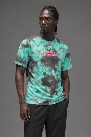 AI model photo - HUF Chemistry S/S Tee Teal TS01379
