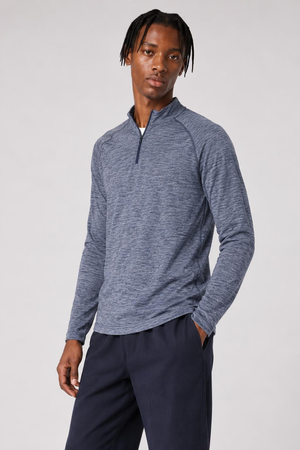 AI model photo - Under Armour Mens Tech 1/4 Zip Long Sleeve T-Shirt Academy/Steel 1242220-411