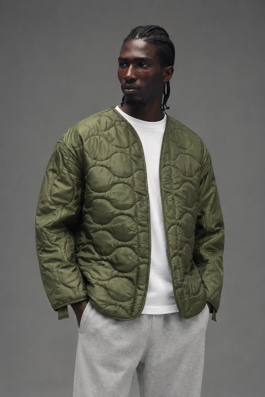 AI model photo - Rothco M-65 Field Jacket Liner Olive Drab 8292