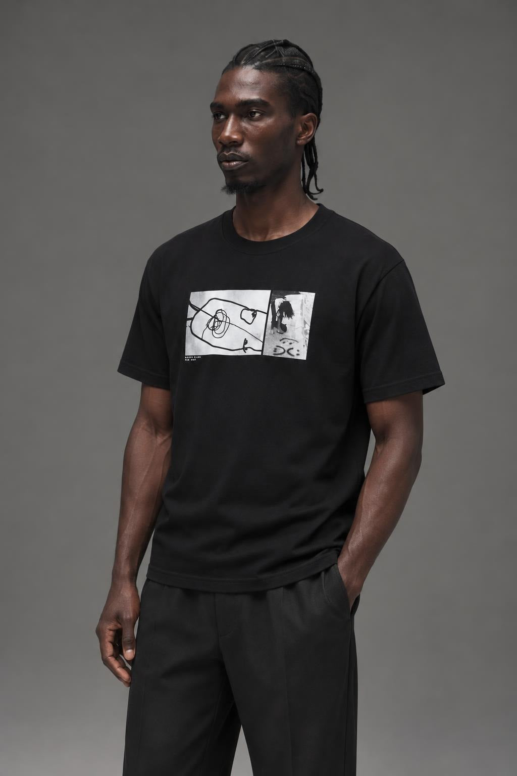 AI model photo - HUF Mason Photos T-Shirt Black TS02351 BLK