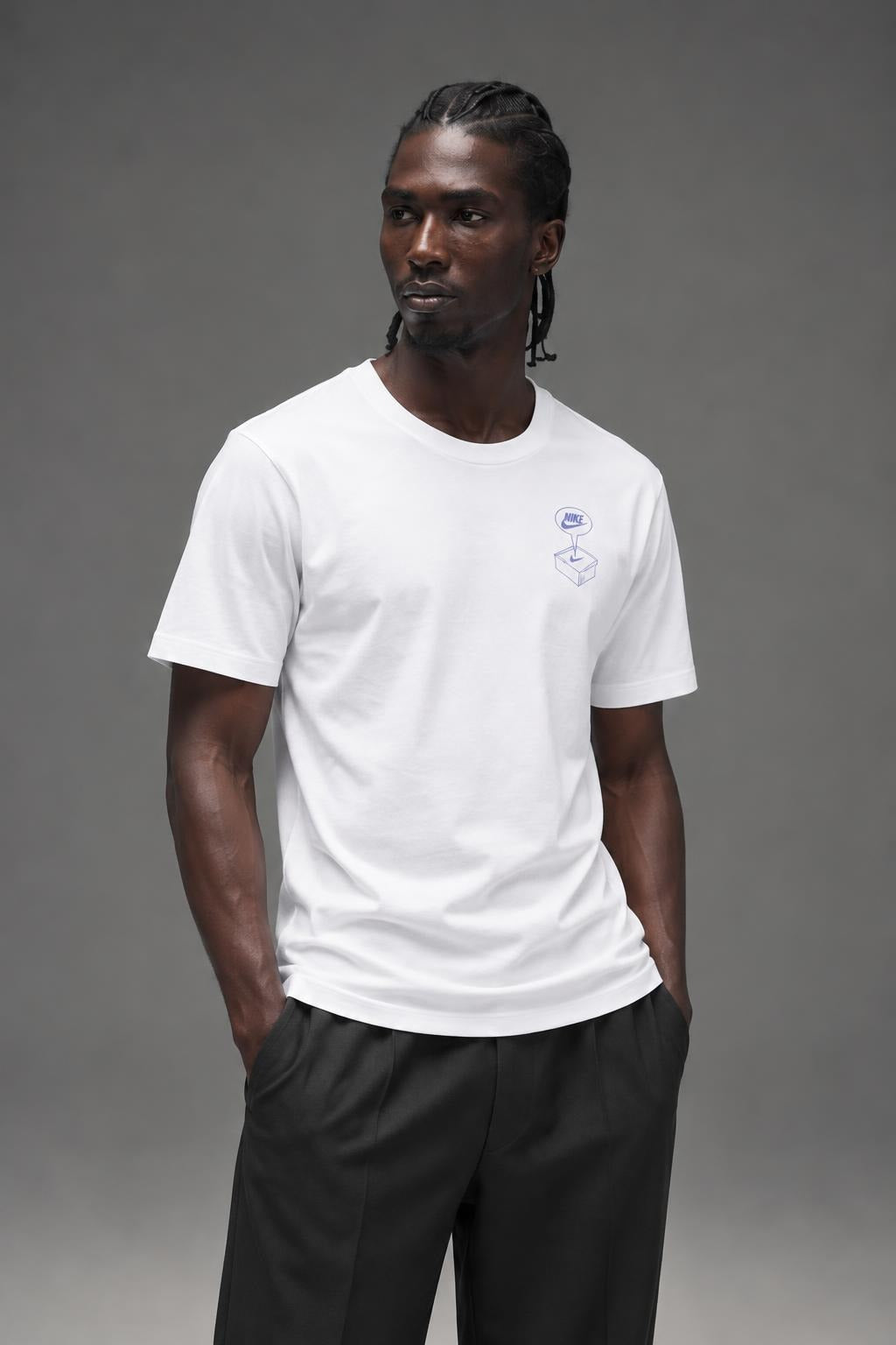 AI model photo - Nike Men's Sportswear Footwear T-Shirts White CT6868 100 N11
