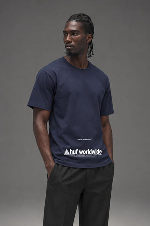 AI model photo - HUF Taking Control Short Sleeve Tee French Navy TS01178