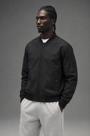 AI model photo - Michael Kors Men's Woven Bomber Jacket Black MNR28288 ET3