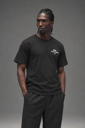 AI model photo - HUF Hoods S/S Tee Black TS01012