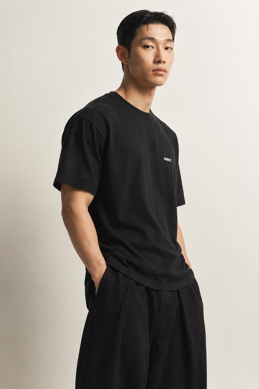 AI model photo - OBEY Protect The Planet Organic T-Shirt Black 163002537