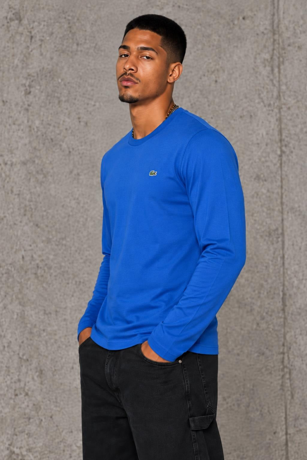 AI model photo - Lacoste Crew Neck Pima Cotton Jersey T-shirt Electric TH6712 Z7Z