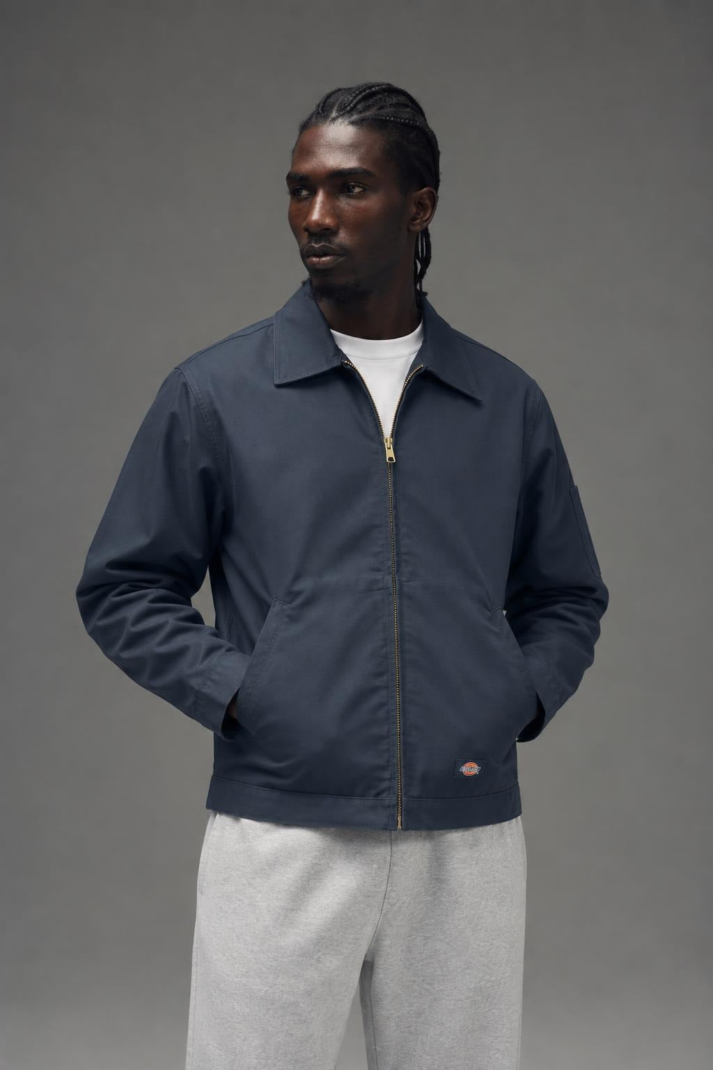 AI model photo - Dickies Mens Unlined Eisenhower Jacket Airforce Blue DJT750AF