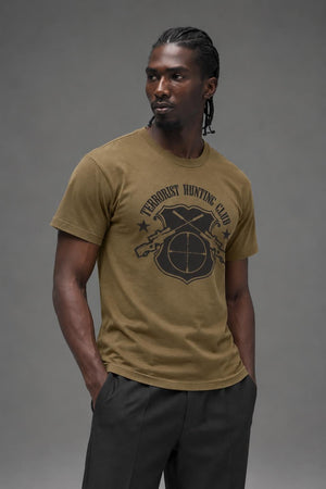 AI model photo - Rothco 'Terrorist Hunting Club' T-Shirt Coyote Brown 61570 61571